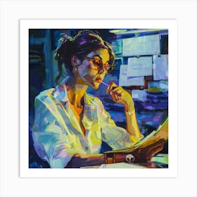 Woman In Glasses Art Print