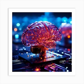 Brain On A Circuit Board 1 Art Print