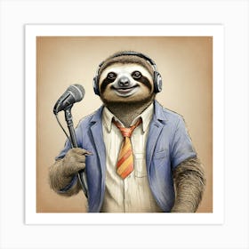 Sloth Singing Art Print