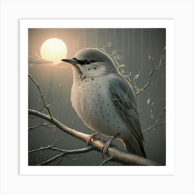 Bird In The Moonlight Art Print