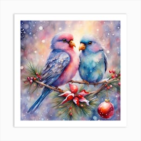 Love Birds On A Branch Art Print