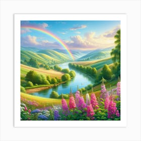 Rainbow Over The Valley 1 Art Print