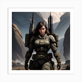 Halo 3 Female Soldier Art Print