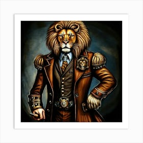 Steampunk Lion In A Suit Art Print