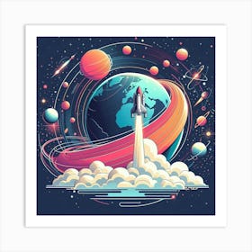 Space Shuttle In Space Art Print