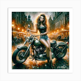 Harley Davidson Girl Art Print