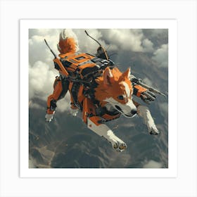 Serious flying Corgi Art Print