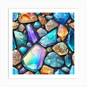 Seamless Pattern Of Gemstones Art Print