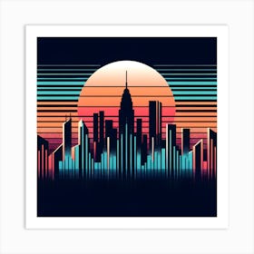 Retro City Skyline Art Print