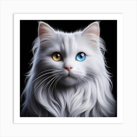 White Cat With Blue Eyes 7 Art Print