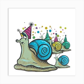 Birthday Snails Art Print