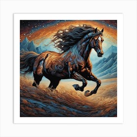 Horse Running In The Desert 2 Art Print