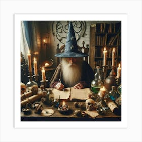 Wizard In The Library Art Print