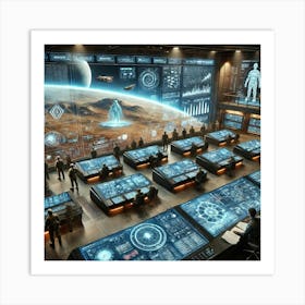 A Detailed Futuristic Scene Showing The Martian De Art Print