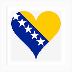 Bosnia Herzegovina Heart Flag Coat Of Arms Stars Art Print