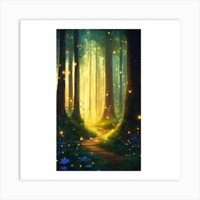 Fireflies In The Forest Art Print