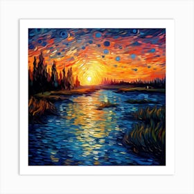 Sunset By The River 3 Art Print