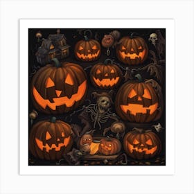 Halloween Pumpkins 1 Art Print