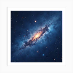 Satellite Constellation In Space, Watercolor Galaxy Backdrop Art Print