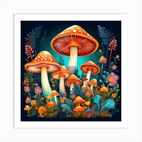 Mushrooms In The Forest 15 Art Print