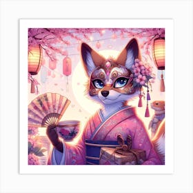 Fox In Kimono 3 Art Print