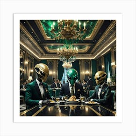 Aliens At The Dinner Table Art Print