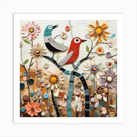 Birds In The Garden X2 with AC Effect Art Print