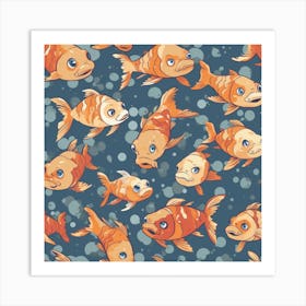 Goldfish Seamless Pattern Art Print