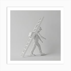 Man Carrying A Ladder Art Print