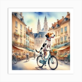 Dog On A Bicycle art Art Print