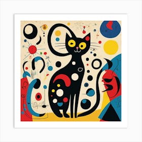 Joan Miro Inspired Cats Exhibition Poster Art Print Art Print