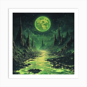 Green Moon In The Sky Art Art Print