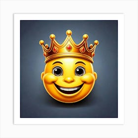 Firefly Emoji, Smiley, Face, Crown, Detailed, Realistic, Gray, Background, Royalty, Happy, Expressio (10) Art Print