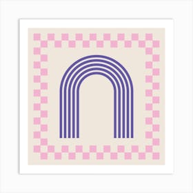 Chess Rainbow Purple And Pink Square Art Print
