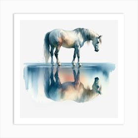 Horse In Water Art Print