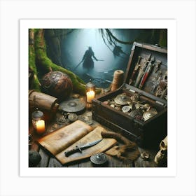 Treasure Chest In The Forest Art Print