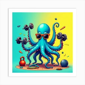 Flux Dev A Whimsical Illustration Of An Octopus Wearing A Pair 2 Art Print