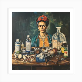 Frida Kahlo With Medications Still Life Art Print