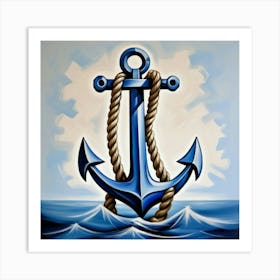 Ship anchor, Ropes, Oil painting 11 Art Print