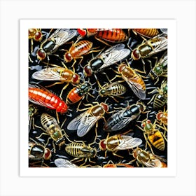 Flies Insects Pest Wings Buzzing Annoying Swarming Houseflies Mosquitoes Fruitflies Maggot (15) Art Print