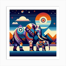 Zephyr and Luna Elephants Art Print