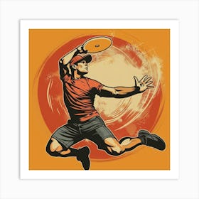 Frisbee Player In The Air Art Print