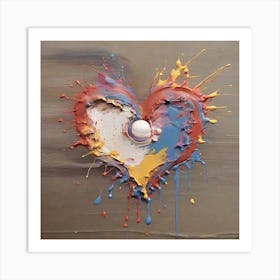 Dropping colorful heart 1 Art Print