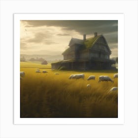 Sheep In The Field Art Print