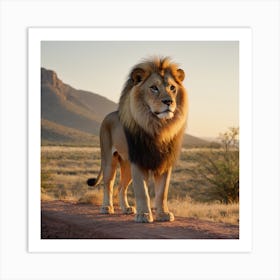 Lion In The Desert Art Print