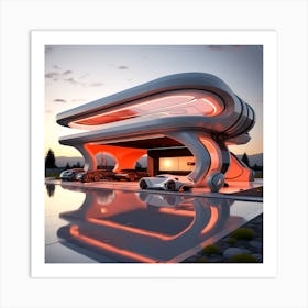 Futuristic Car Garage 1 Art Print