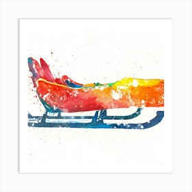 Colorful Sled Watercolor Illustration Art Print