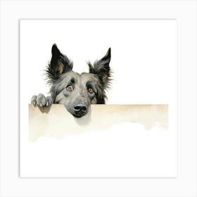 Dog Looking Over A Wall 2 Art Print