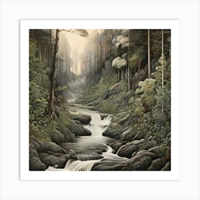 Stream In The Forest Art Print