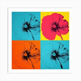 Andy Warhol Style Pop Art Flowers Flax Flower 4 Square Art Print